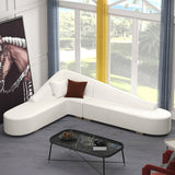 Modern L-Shaped Corner Sectional Sofa for Living Room Faux Leather Upholstery White