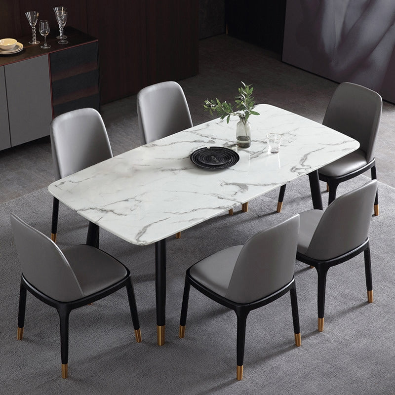 Modern Upholstered Gray PU Dining Table Chair (Set of 2) Gray