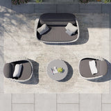 Tatta 4 Pieces Woven Rope Outdoor Swivel Sofa Set 360 Degree Rotatable with Coffee Table Gray