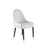 Modern PU Leather (Set of 2) Dining Chairs with Metal Legs White