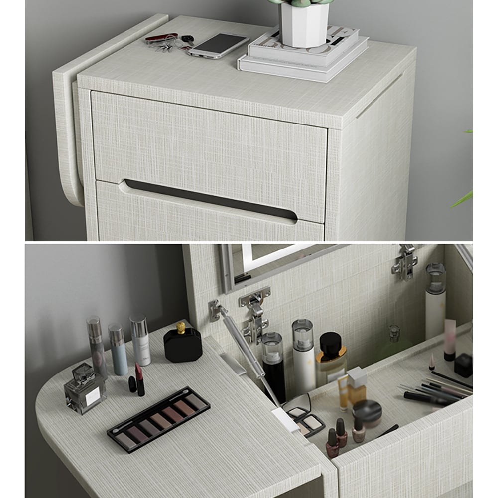 Versatile Mini Vanity Desk and Bedside Table Combo White