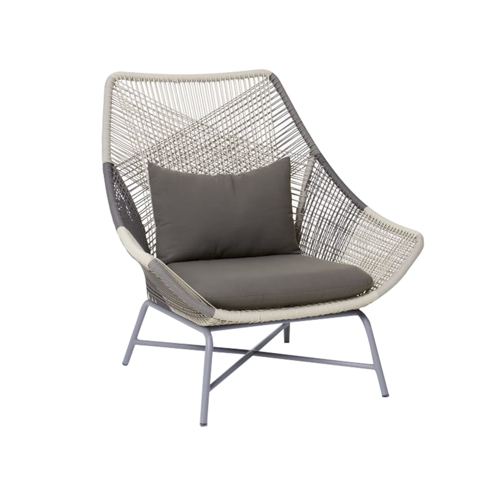 Outdoor PE Rattan Patio Chair Armchair with Cushion Pillow（Set of 2） Gray;White