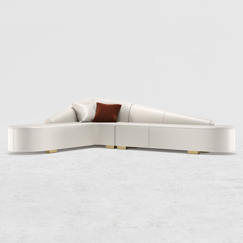 Modern L-Shaped Corner Sectional Sofa for Living Room Faux Leather Upholstery White