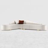 Modern L-Shaped Corner Sectional Sofa for Living Room Faux Leather Upholstery White