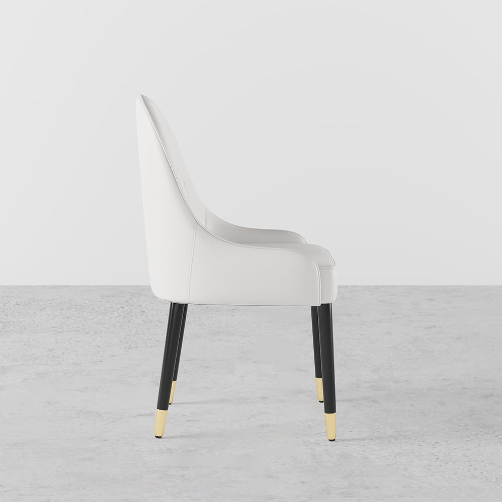 Modern PU Leather (Set of 2) Dining Chairs with Metal Legs White