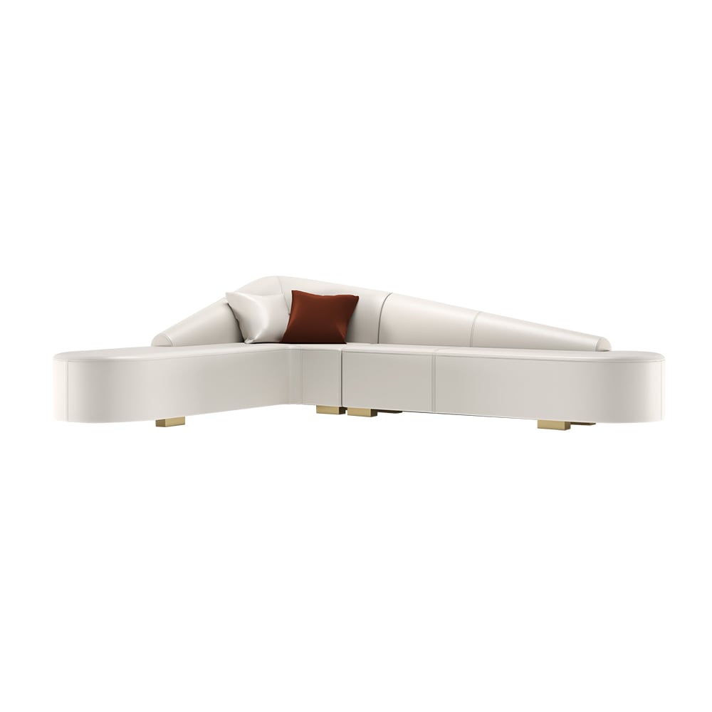 Modern L-Shaped Corner Sectional Sofa for Living Room Faux Leather Upholstery White