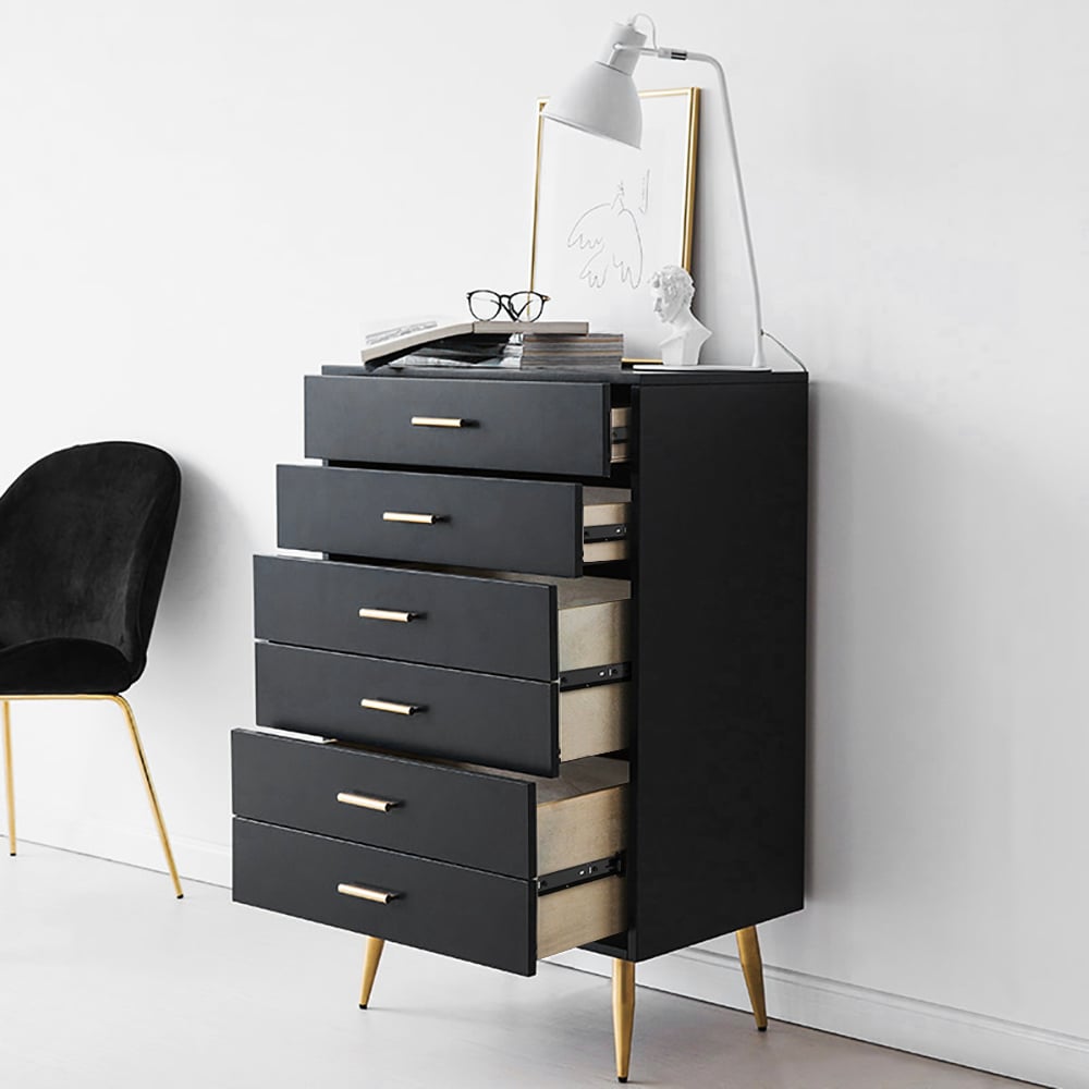 Narre 4 Drawer Dresser Modern Wood Storage Chest Accent Cabinet for Bedroom Black
