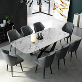 Modern Stylish Dining Table Rectangle White Sintered Stone Top in Large 78.7"L x 39.4"W x 29.5"H