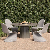 2 Pieces Coastal Aluminum & Woven Rattan Outdoor Patio Dining Chair Set in Gray Gray