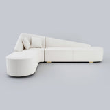 Modern L-Shaped Corner Sectional Sofa for Living Room Faux Leather Upholstery White