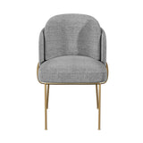 Linenic Modern Dining Chair Modern Cotton&Linen Upholstered Side Chair in Gold Gray