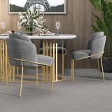 Linenic Modern Dining Chair Modern Cotton&Linen Upholstered Side Chair in Gold Gray