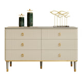 Modern Dresser 6 Drawers Buffet Cabinet with Storage in Beige & Gray Beige