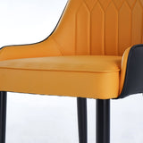 Modern PU Leather (Set of 2) Dining Chairs with Metal Legs Orange & Black