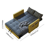 Modern 2 Seat Convertible Sofa Bed Full Sleeper Cotton & Linen Upholstery Yellow & Black