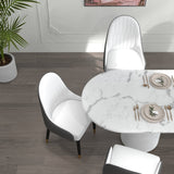 Modern PU Leather (Set of 2) Dining Chairs with Metal Legs White & Gray