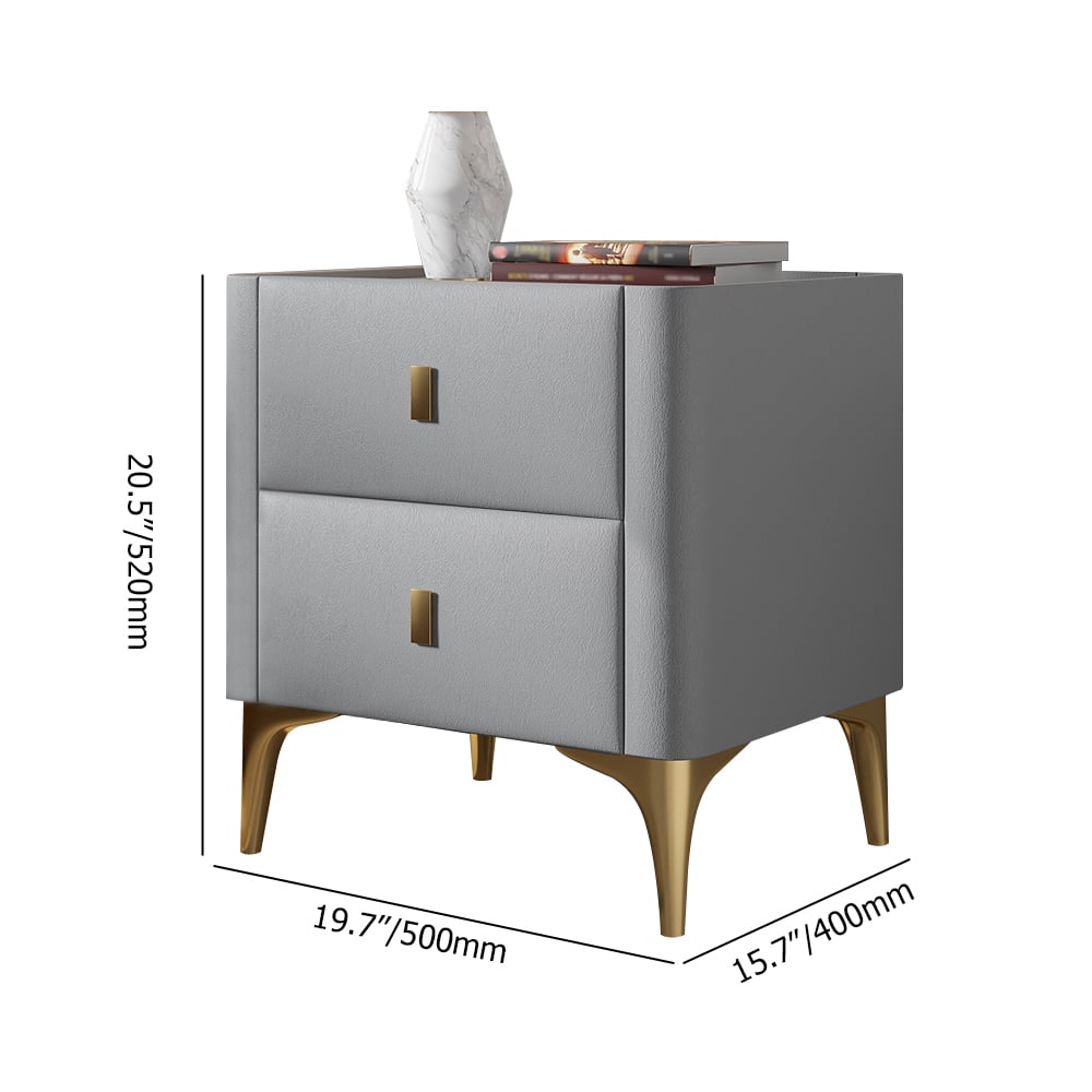 Modern Nightstand 2-Drawer Bedside Cabinet with Sintered Stone Top Gray