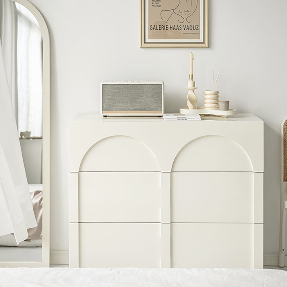 apandi Cream White Dresser Nordic Arch Chest of Drawers Storage Cabinet 3