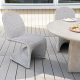 2 Pieces Coastal Aluminum & Woven Rattan Outdoor Patio Dining Chair Set in Gray Gray