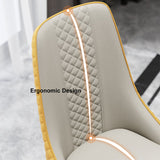 Modern Set of 2 Upholstered Faux Leather High Back Chair For Dining Table Orange