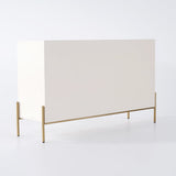 Dolawn Modern Sideboard Buffet Tempered Glass Doors & Shelf Tray Wine Rack Light Khaki