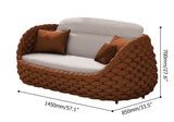 Tatta 4 Pieces Woven Rope Outdoor Swivel Sofa Set 360 Degree Rotatable with Coffee Table Brown