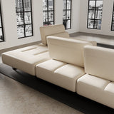 Beige Modular Sofa and Reclining Sectional Couch with Adjustable Armrest & Backrest White