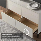 Minimalist Bedroom Dresser – 6 Drawer Horizontal Bedside Storage Off White