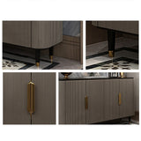 Modern Sideboard Buffet Black Kitchen Cabinet with 4 Doors in Gold Gray