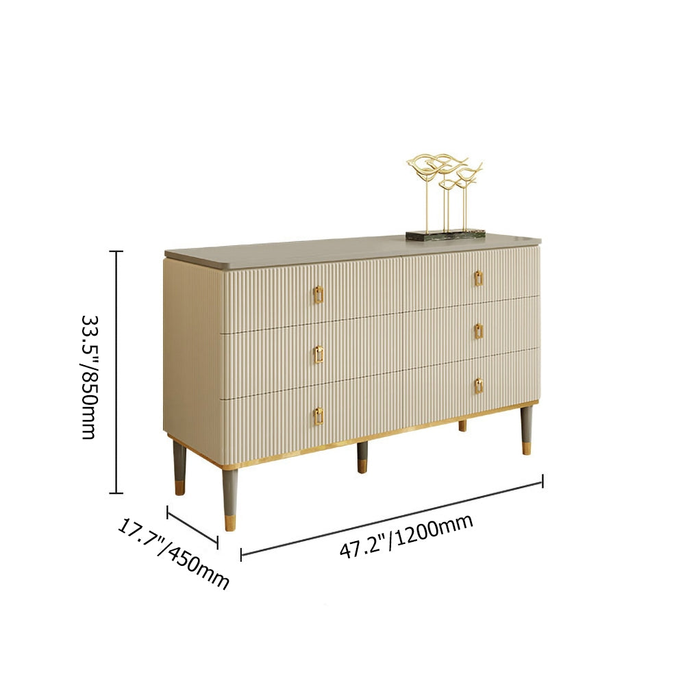 Modern Dresser 6 Drawers Buffet Cabinet with Storage in Beige & Gray Beige