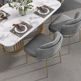 Linenic Modern Dining Chair Modern Cotton&Linen Upholstered Side Chair in Gold Gray