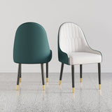 Modern PU Leather (Set of 2) Dining Chairs with Metal Legs White & Green