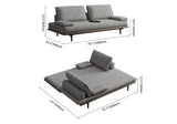 Mid Century Modern Pull Out Sofa Bed Wood Convertible Sleeper Sofa Cotton & Linen Gray