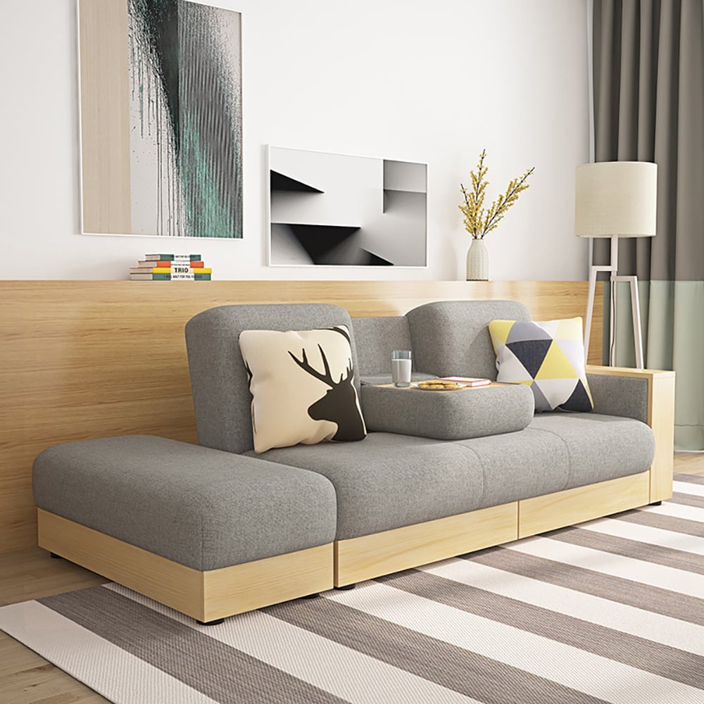 Modern Full Sleeper Convertible Sofa & Futon with Storage Gray