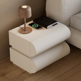 Humply Modern Smart Nightstand with Wireless Charger Drawers Bedside Table Off-White