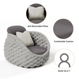 Tatta Modern Outdoor Swivel Chair 360 Degree Rotatable Gray Woven Rope Armchair Sofa Gray