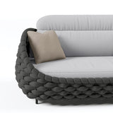 Tatta 2-Seater Woven Rope Outdoor Sofa Patio Loveseat Removable Cushion Gray & Black Gray & Black