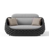 Tatta 2-Seater Woven Rope Outdoor Sofa Patio Loveseat Removable Cushion Gray & Black Gray & Black