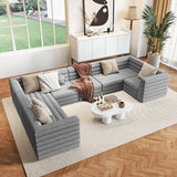 Modern L-Shaped Boucle Modular Sectional Sofa & 4-Seater Sofa Gray