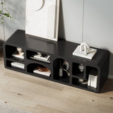 Codiys Art Deco Bookshelf Wood TV Stand in Black with Shelves for TV Up to 70" Black