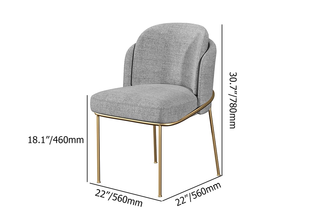 Linenic Modern Dining Chair Modern Cotton&Linen Upholstered Side Chair in Gold Gray