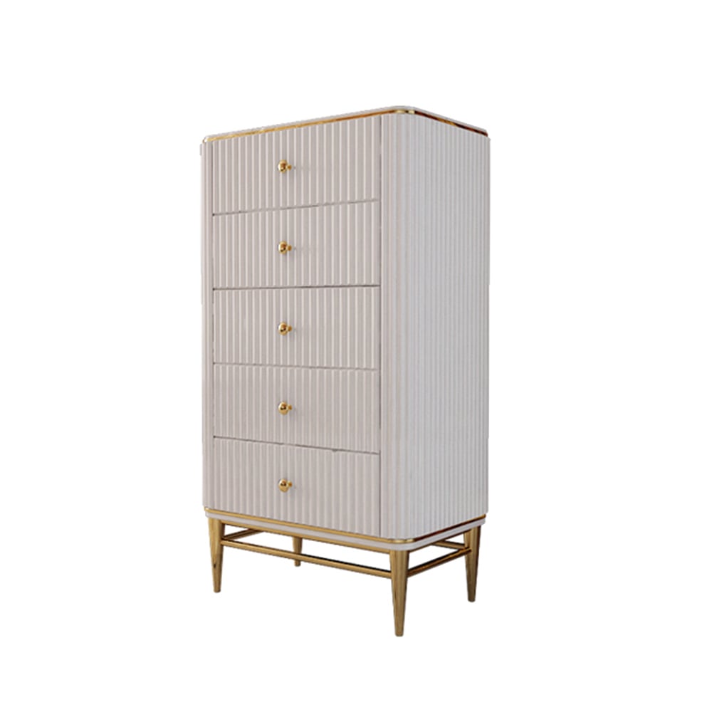 Bline Chest Light Luxurious White & Gold 4-Drawer Dresser White