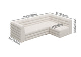 Modern L-Shaped Boucle Modular Sectional Sofa & 4-Seater Sofa White