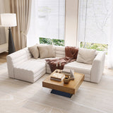 Modern L-Shaped Boucle Modular Sectional Sofa & 4-Seater Sofa White