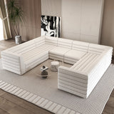 Modern L-Shaped Boucle Modular Sectional Sofa & 4-Seater Sofa White