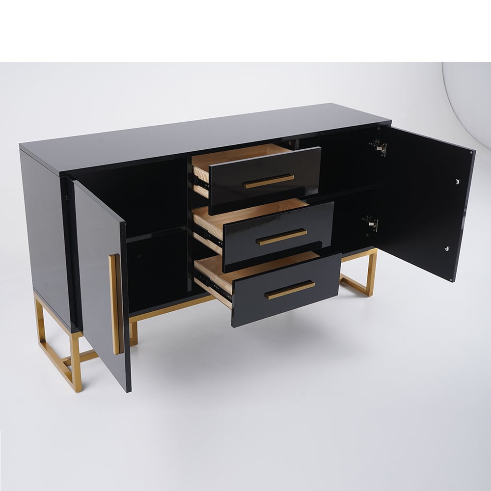 Stovf Wood Kitchen Sideboard with Drawers Modern Sideboard Buffet Black