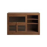Storage Sideboard Cabinet Extendable Wood Buffet Foldable Dining Table Walnut
