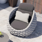 Tatta Modern Outdoor Swivel Chair 360 Degree Rotatable Gray Woven Rope Armchair Sofa Gray