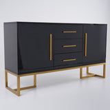 Stovf Wood Kitchen Sideboard with Drawers Modern Sideboard Buffet Black