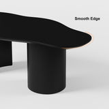 Japandi Funky Wood Coffee Table with Abstract Cloud Shaped Black